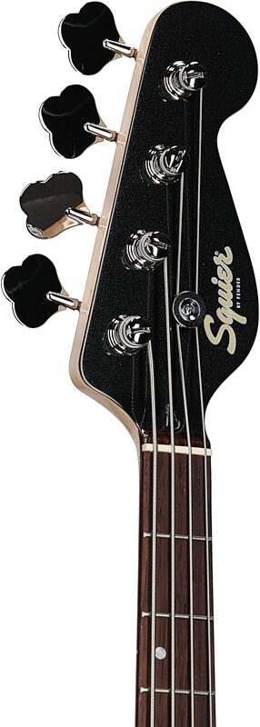 Squier Paranormal Rascal HH Bass Guitar, Metallic Black, Headstock Left Front