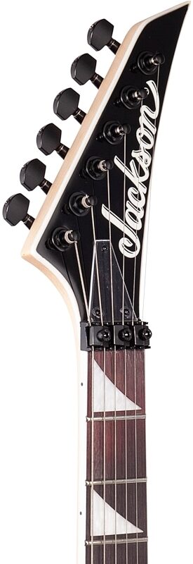 Jackson JS Series Rhoads JS32 Electric Guitar, Amaranth Fingerboard, Black with White Bevels, Headstock Left Front