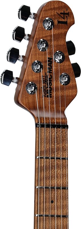 Ernie Ball Music Man Luke 4 HSS Electric Guitar, Fireball, Headstock Left Front