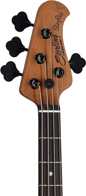 Sterling by Music Man Ray34 HHSM Electric Bass (with Gig Bag), Blood Orange Burst, Headstock Left Front