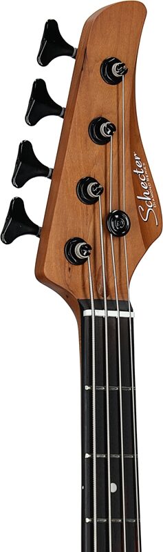 Schecter C-4 Standard Electric Bass, Tobacco Burl, Headstock Left Front