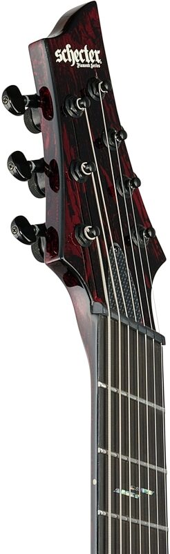 Schecter C-7 MS Silver Mountain Electric Guitar, 7-String, Blood Mountain, Headstock Left Front
