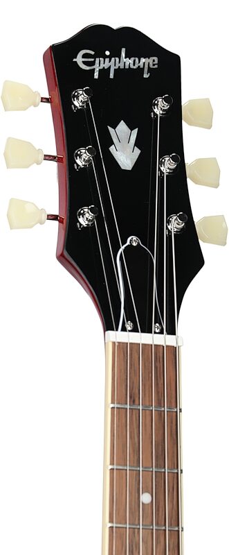 Epiphone ES-335 Electric Guitar, Left-Handed, Cherry, Headstock Left Front