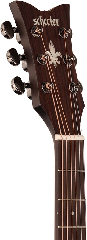 Schecter Orleans Studio Acoustic-Electric Guitar, Satin See Thru Black, Headstock Left Front