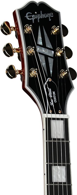 Epiphone Exclusive Les Paul Custom AAA Quilt Top Electric Guitar (with Gig Bag), Ice Tea, Headstock Left Front