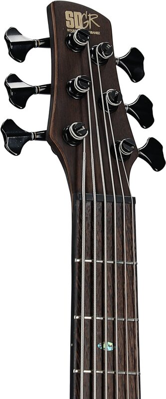 Ibanez SR1356B Premium Electric Bass, 6-String (with Gig Bag), Dual Mocha Burst Flame, Headstock Left Front