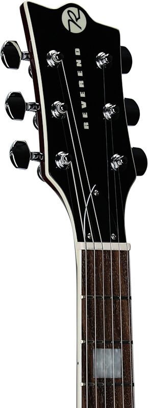 Reverend Roundhouse Electric Guitar, Midnight Black, Headstock Left Front