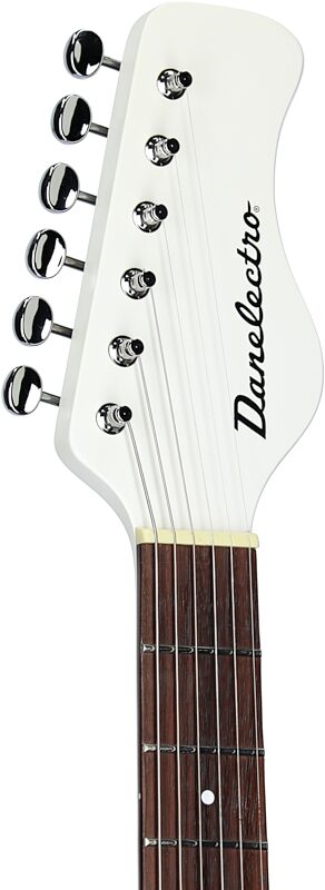 Danelectro Electric Sitar, White Crackle, Headstock Left Front