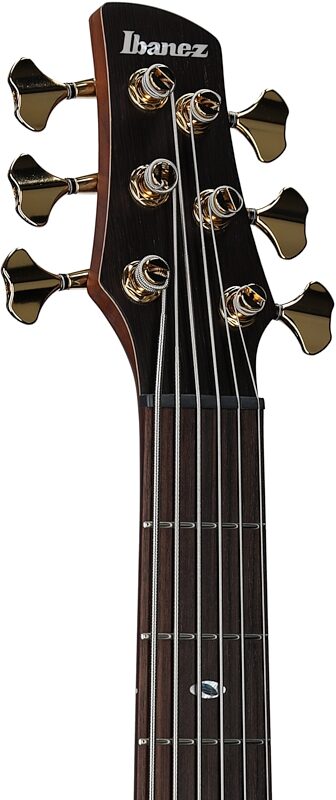 Ibanez SR5506 Prestige Electric Bass, 6-String (with Case), Mocha Flat, Headstock Left Front