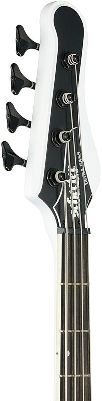 Schecter Ultra Electric Bass, Satin White, Headstock Left Front