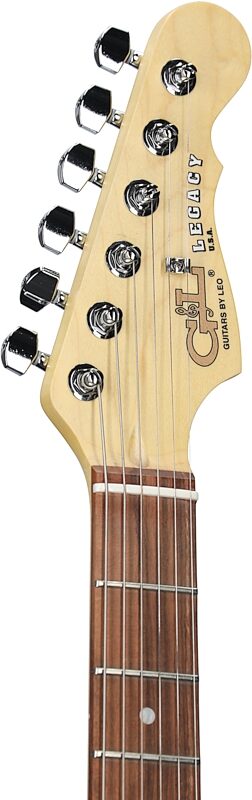 G&L Fullerton Deluxe Legacy Electric Guitar, with Caribbean Rosewood fretboard (with Gig Bag), Shoreline Gold, Headstock Left Front