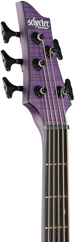 Schecter C-5 GT Electric Bass, Left-Handed, Satin Transparent Purple, Headstock Left Front