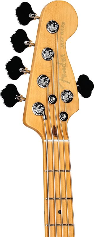 Fender American Ultra II Jazz V Electric Bass, 5-String, Maple Fingerboard (with Case), Sinister Red, Headstock Left Front