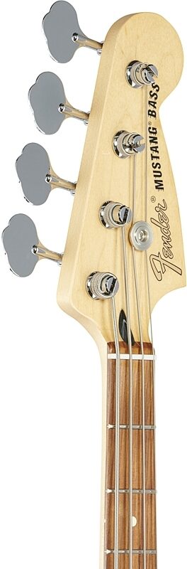 Fender Mustang PJ Pau Ferro Electric Bass, Firemist Gold, Headstock Left Front