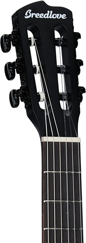 Breedlove Discovery S Concert CE Classical Acoustic Guitar, Satin Black, Headstock Left Front