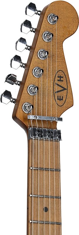 EVH Eddie Van Halen Frankenstein Relic Series Electric Guitar (with Gig Bag), White, Headstock Left Front