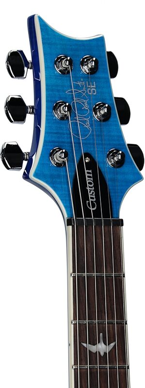 PRS Paul Reed Smith SE Custom 24 Semi-Hollow Piezo Electric Guitar (with Gig Bag), Lake Blue, Headstock Left Front