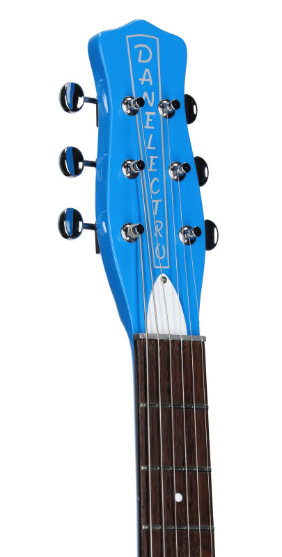 Danelectro '59 MOD NOS Electric Guitar, Baby Gogo Blue, Headstock Left Front