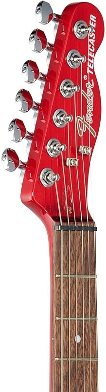 Fender Jim Adkins JA90 Telecaster Thinline Electric Guitar, with Laurel Fingerboard, Crimson Transparent, Headstock Left Front