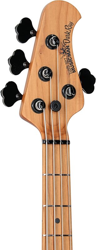 Ernie Ball Music Man DarkRay Electric Bass (with Mono Soft Case), Gold Bar, Headstock Left Front