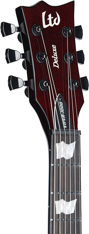 ESP LTD Viper 1000M Electric Guitar, See Thru Black Cherry, Headstock Left Front
