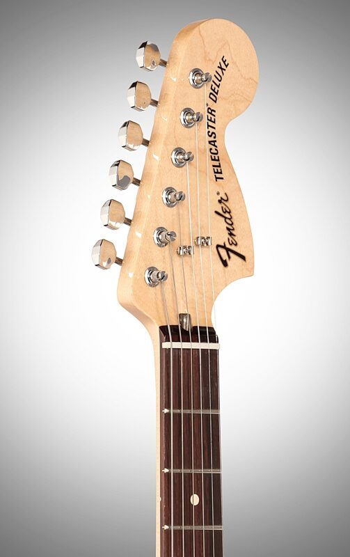 Fender Chris Shiflett Telecaster Deluxe Electric Guitar (with Case), Rosewood Fingerboard, Shoreline Gold, Headstock Left Front