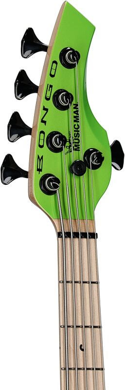 Ernie Ball Music Man Bongo 5HH Electric Bass, 5-String (with Case), Mantis Green, Headstock Left Front