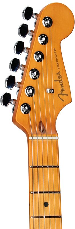 Fender American Ultra II Stratocaster Electric Guitar, Maple Fretboard (with Case), Sinister Red, Headstock Left Front