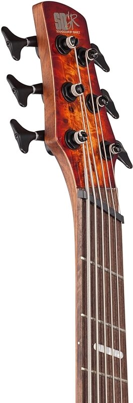Ibanez SRMS806 Bass Workshop Multi-Scale Electric Bass, 6-String, Brown Topaz, Headstock Left Front