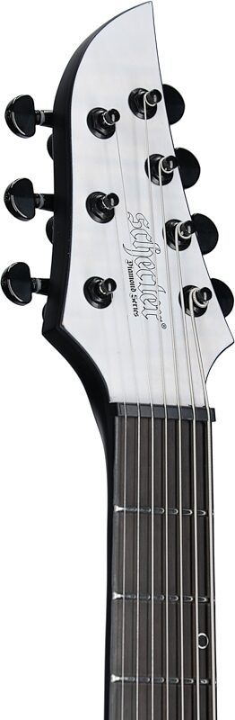 Schecter KM-7 MK-III Keith Merrow Electric Guitar, Left-Handed, Tri-White Satin, Headstock Left Front