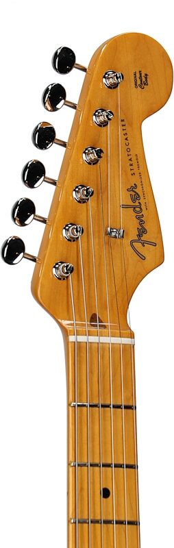 Fender American Vintage II 1957 Stratocaster Electric Guitar, with Maple Fingerboard (and Case), Black, Headstock Left Front