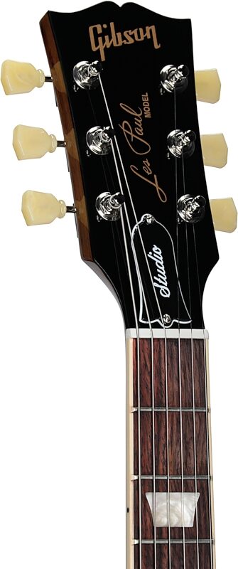 Gibson Exclusive Les Paul Studio Figured Electric Guitar (with Soft Case), Figured Ocean Blue, Headstock Left Front