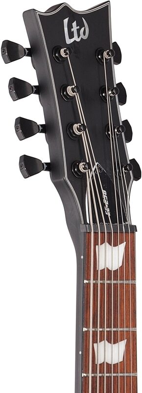 ESP LTD Eclipse EC-258 Electric Guitar, 8-String, Black Satin, Headstock Left Front
