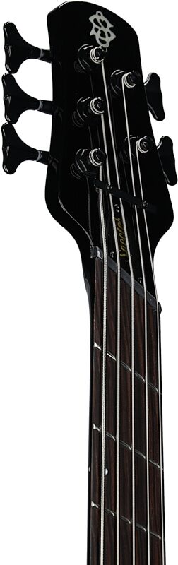 Spector NS Dimension Multi-Scale 5-String Bass Guitar (with Bag), Black Gloss, Headstock Left Front