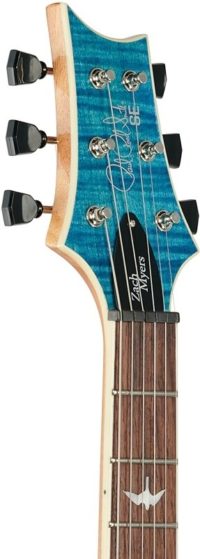 PRS Paul Reed Smith SE Zach Myers Electric Guitar (with Gig Bag), Myers Blue, Headstock Left Front