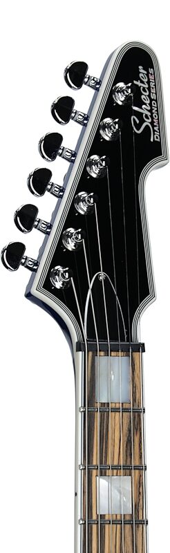 Schecter E-1 Electro-Resin Electric Guitar, Transparent Blue, Headstock Left Front