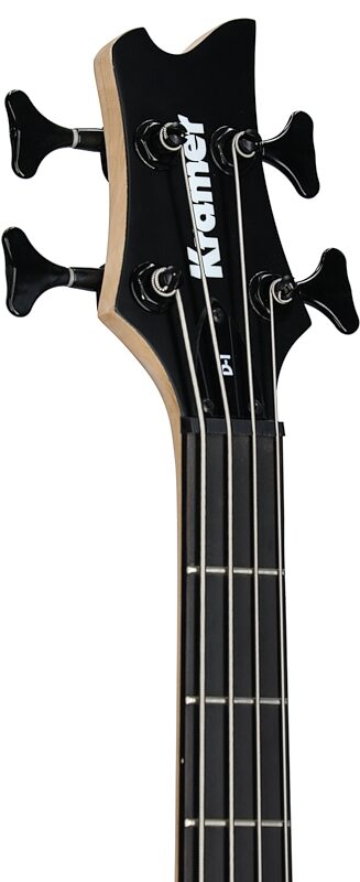 Kramer Disciple D-1 Electric Bass, Satin Black, Headstock Left Front