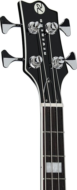 Reverend Dub King Electric Bass, Midnight Black, Headstock Left Front