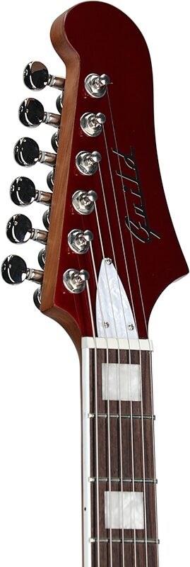 Guild Surfliner Deluxe Electric Guitar, Scarlett Red Metallic, Headstock Left Front