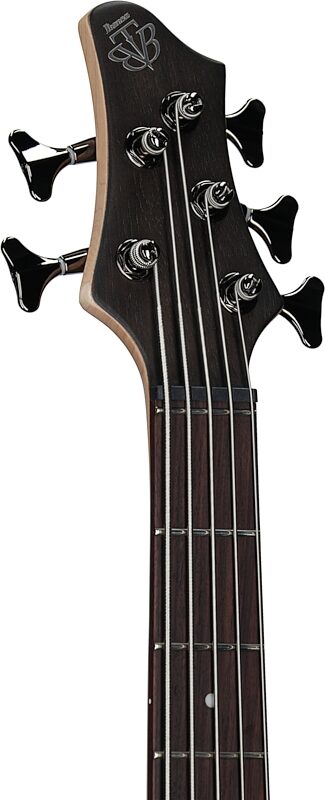 Ibanez BTB605 Electric Bass, 5-String, Transparent Gray Flat, Headstock Left Front
