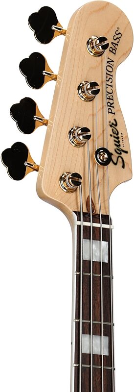Squier 40th Anniversary Gold Edition Precision Electric Bass, Black, Headstock Left Front
