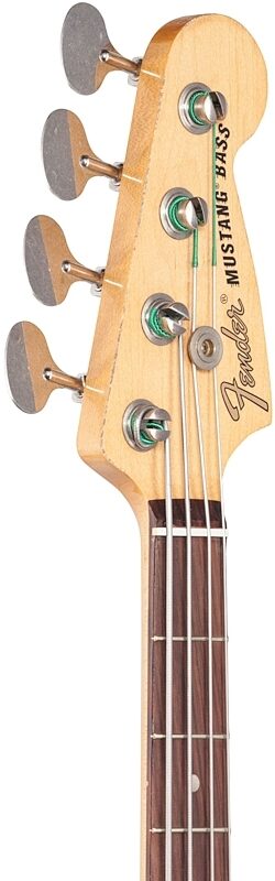 Fender JMJ Road Worn Mustang Electric Bass (with Gig Bag), Daphne Blue, Headstock Left Front