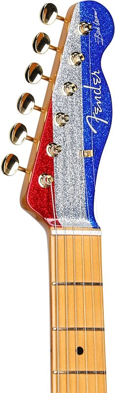 Fender Limited Edition Buck Owens Telecaster Electric Guitar, Maple Fingerboard (with Case), Red Silver Blue, Headstock Left Front