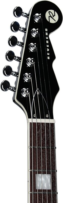 Reverend Contender 290 Electric Guitar, Midnight Black, Headstock Left Front