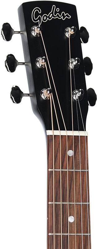 Godin Limited Edition Parlor Acoustic-Electric Guitar, Black Burst, Headstock Left Front