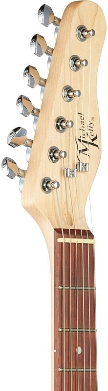 Michael Kelly 59 Thinline Electric Guitar, Natural Top, Spalted Maple, Headstock Left Front