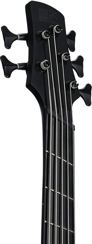 Ibanez SRMS625EX Iron Label Electric Bass, 5-String, Black Flat, Headstock Left Front