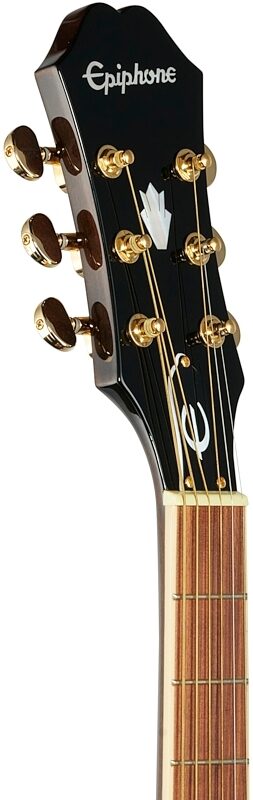 Epiphone PR5-E Compact Jumbo Cutaway Acoustic-Electric Guitar, Natural, Headstock Left Front
