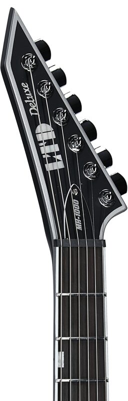 ESP LTD MH-1000NT Bold Binding Electric Guitar, Black Satin, Headstock Left Front