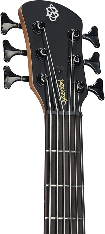Spector NS Pulse II Electric Bass, 6-String, Black Stain Matte, Headstock Left Front